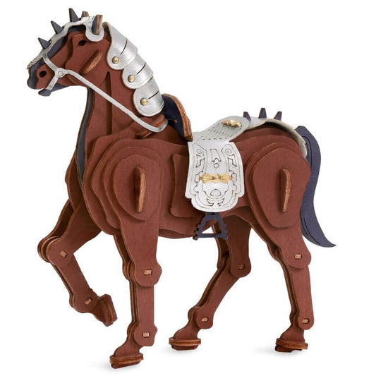 Cavallo Guerriero - Puzzle 3D Legno - Vista laterale.